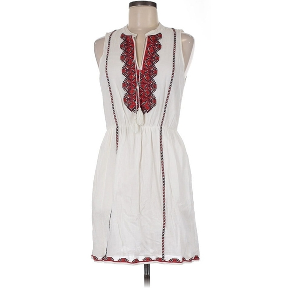 Madewell Embroidered White Boho Peasant Dress Size 6 100% Cotton - Picture 11 of 12